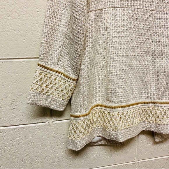 Chicos Textured Embellished Topper Jacket Neutral - Picture 9 of 11